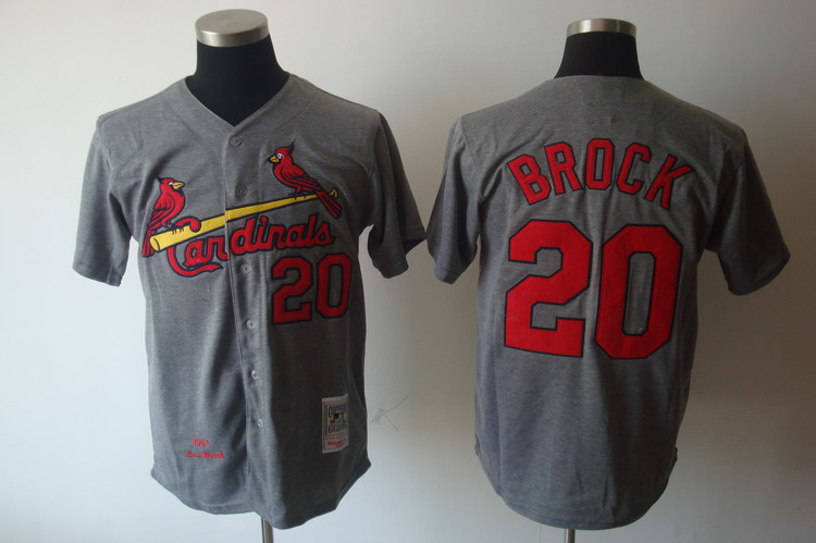 Mitchell And Ness Cardinals #20 Lou Brock Grey Cool Base Stitched Throwback MLB Jersey - Click Image to Close